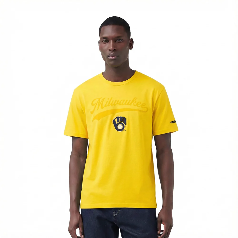 MLB MILWAUKEE BREWERS LIVING LARGE MEN'S CJ DROP SHOULDER TEE (YELLOW)
