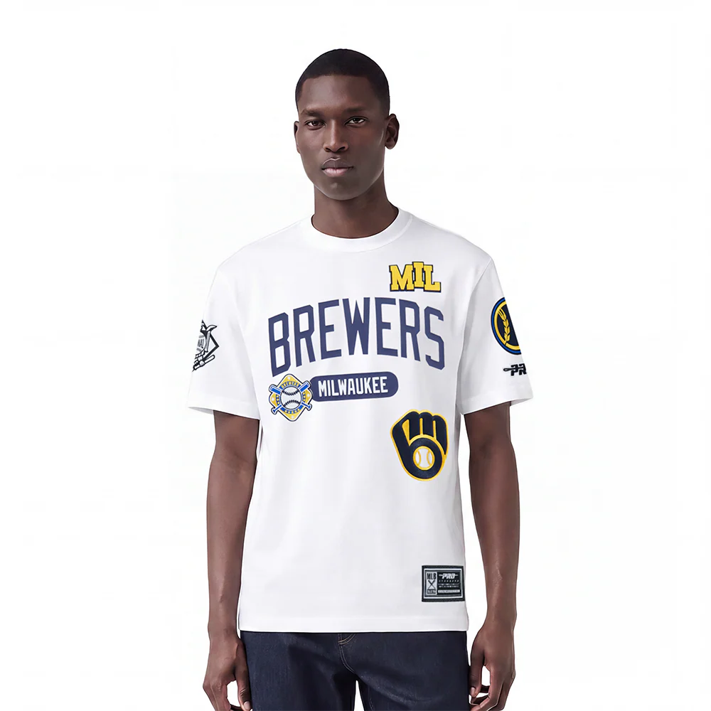 MLB MILWAUKEE BREWERS LETTERMAN MEN'S S/S TEE (WHITE)