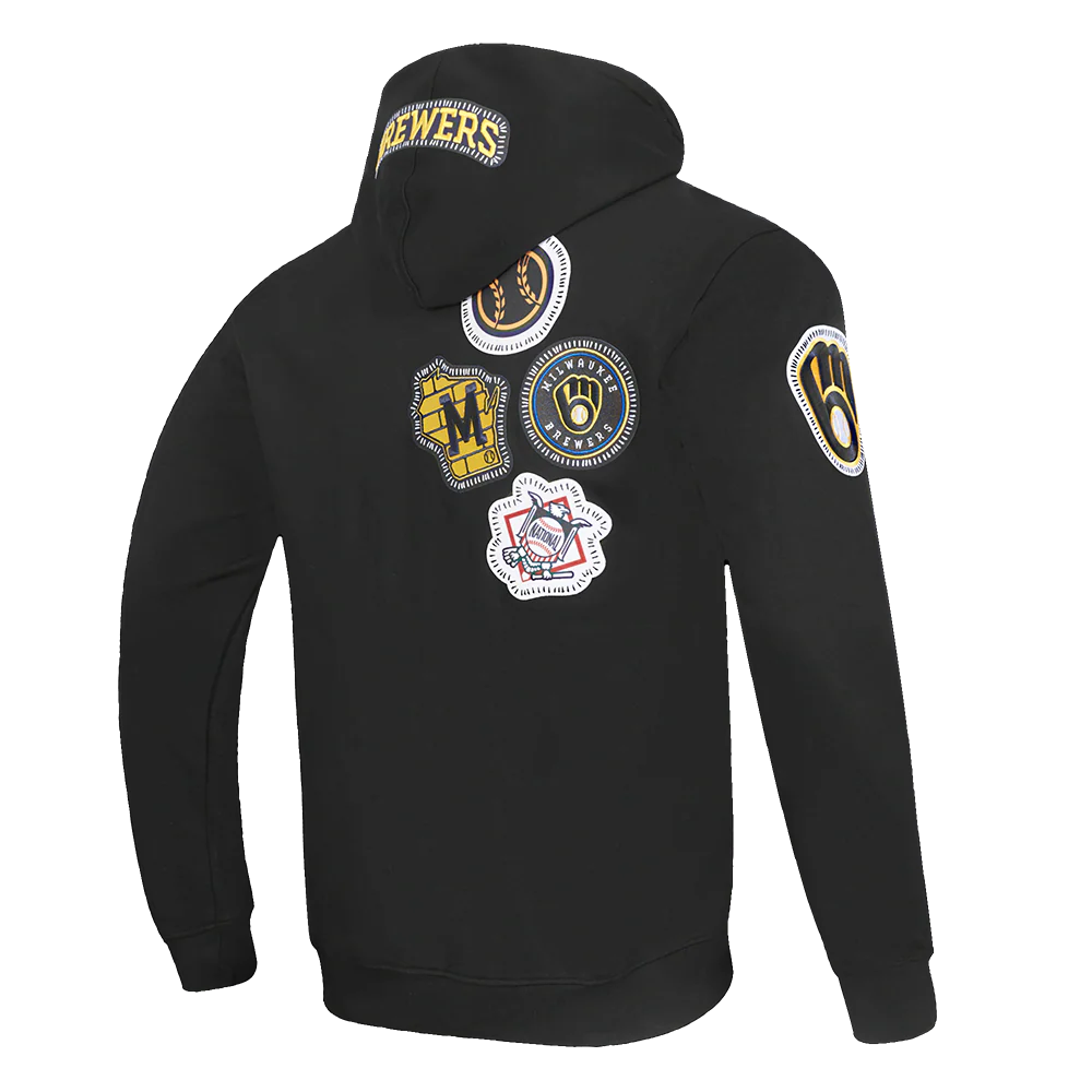MLB MILWAUKEE BREWERS DIY PICK STITCH MEN'S DK PO HOODIE (BLACK) - Image 4
