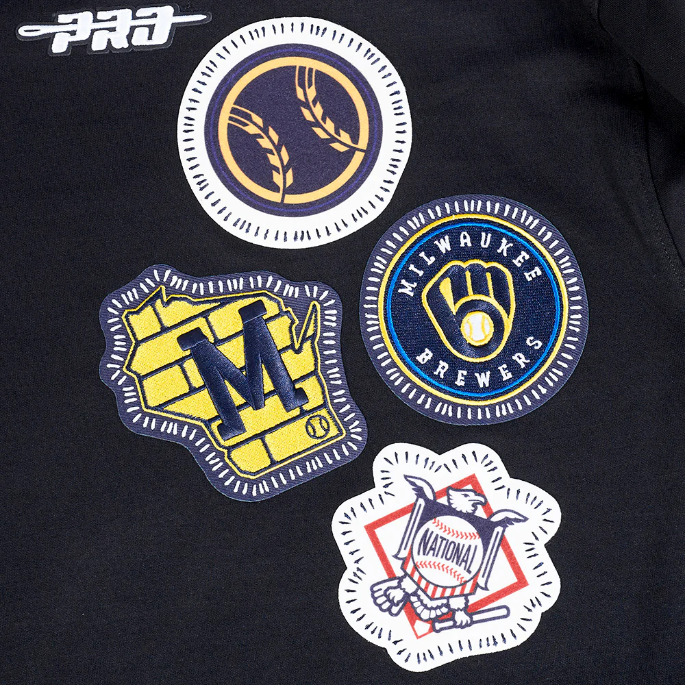 MLB MILWAUKEE BREWERS DIY PICK STITCH MEN'S DK PO HOODIE (BLACK) - Image 7