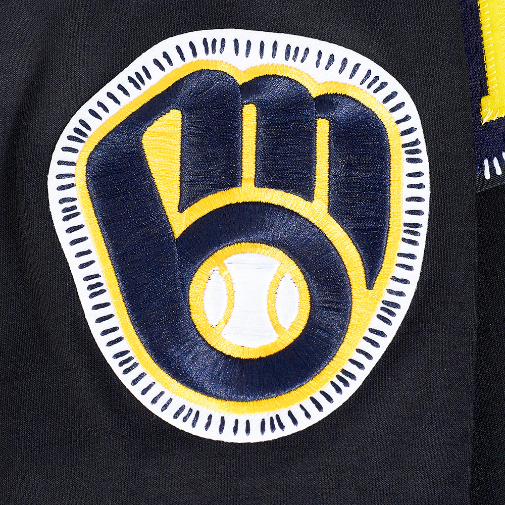 MLB MILWAUKEE BREWERS DIY PICK STITCH MEN'S DK PO HOODIE (BLACK) - Image 9