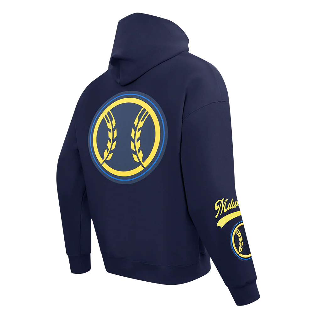 MLB MILWAUKEE BREWERS LIVING LARGE MEN'S DROP SHOULDER FLC PO HOODIE (MIDNIGHT NAVY) - Image 4