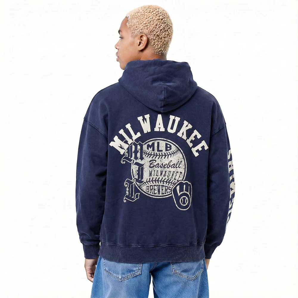 MILWAUKEE BREWERS STREET TEAM MEN'S ENZYME WASH DS FT PO HOODIE (WASHED MIDNIGHT NAVY) - Image 2