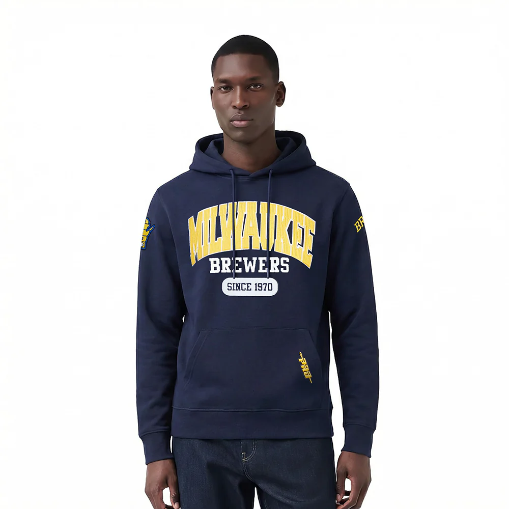 MLB MILWAUKEE BREWERS CITY ARCH MEN'S FLC PO HOODIE (MIDNIGHT NAVY)