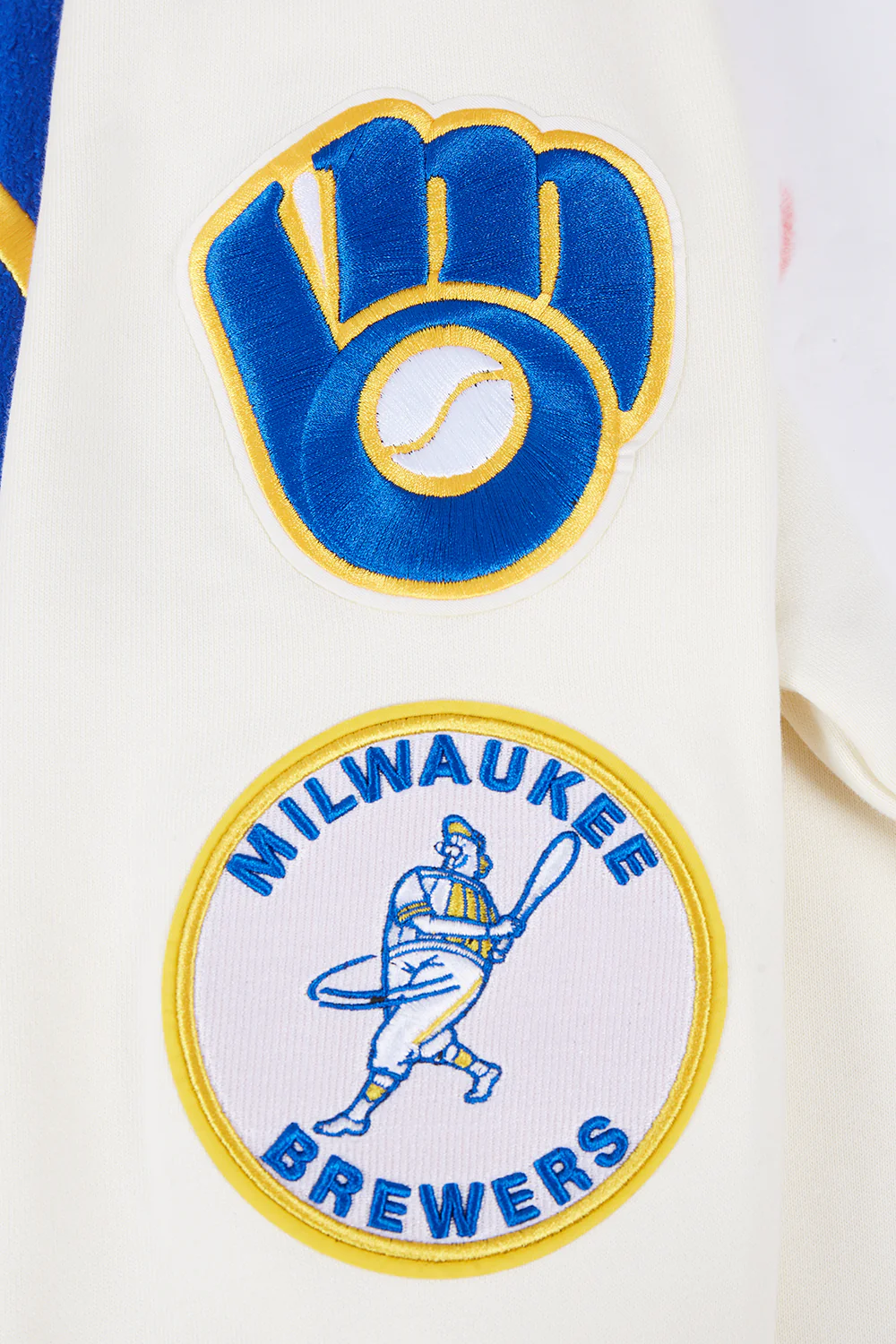 MLB MILWAUKEE BREWERS RETRO CLASSIC MEN'S PULLOVER HOODIE (EGGSHELL/ UNIVERSITY BLUE) - Image 7