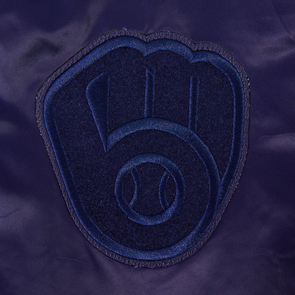 MLB MILWAUKEE BREWERS TRIPLE TONAL SATIN JACKET (NAVY) - Image 7