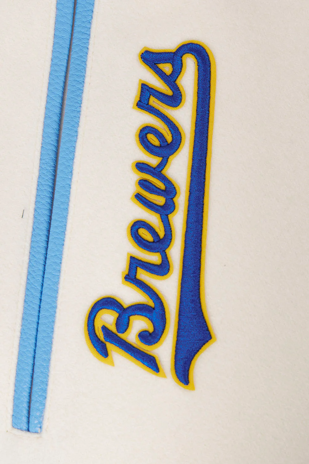 MLB MILWAUKEE BREWERS RETRO CLASSIC MEN'S RIB WOOL VARSITY JACKET (EGGSHELL/UNIVERSAL BLUE) - Image 7