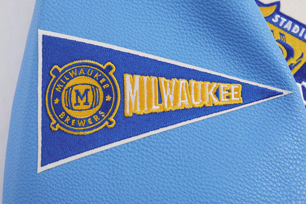 MLB MILWAUKEE BREWERS RETRO CLASSIC MEN'S RIB WOOL VARSITY JACKET (EGGSHELL/UNIVERSAL BLUE) - Image 9