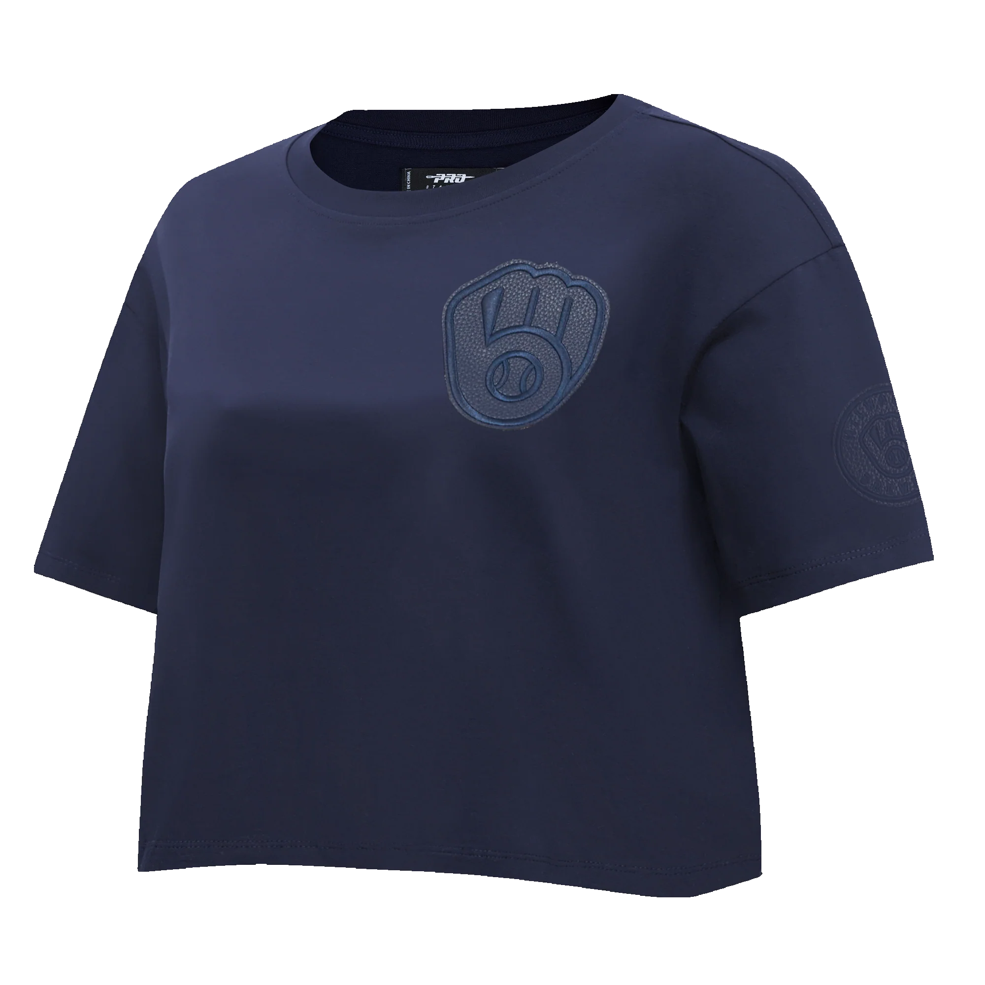 MLB MILWAUKEE BREWERS TRIPLE TONAL SINGLE JERSEY BOXY WOMEN'S TEE (MIDNIGHT NAVY) - Image 2