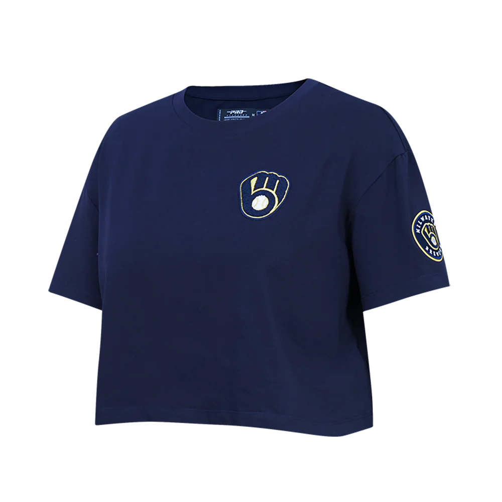 MLB MILWAUKEE BREWERS CLASSIC WOMEN'S BOXY TOP (MIDNIGHT NAVY) - Image 2