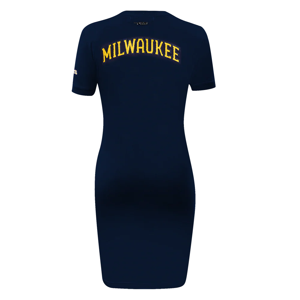 MLB MILWAUKEE BREWERS CLASSIC WOMEN'S BODYCON DRESS (MIDNIGHT NAVY) - Image 3
