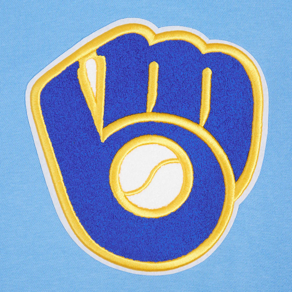 MLB MILWAUKEE BREWERS RETRO CLASSIC WOMEN'S RIB CROPPED PULLOVER HOODIE (UNIVERSITY BLUE) - Image 8