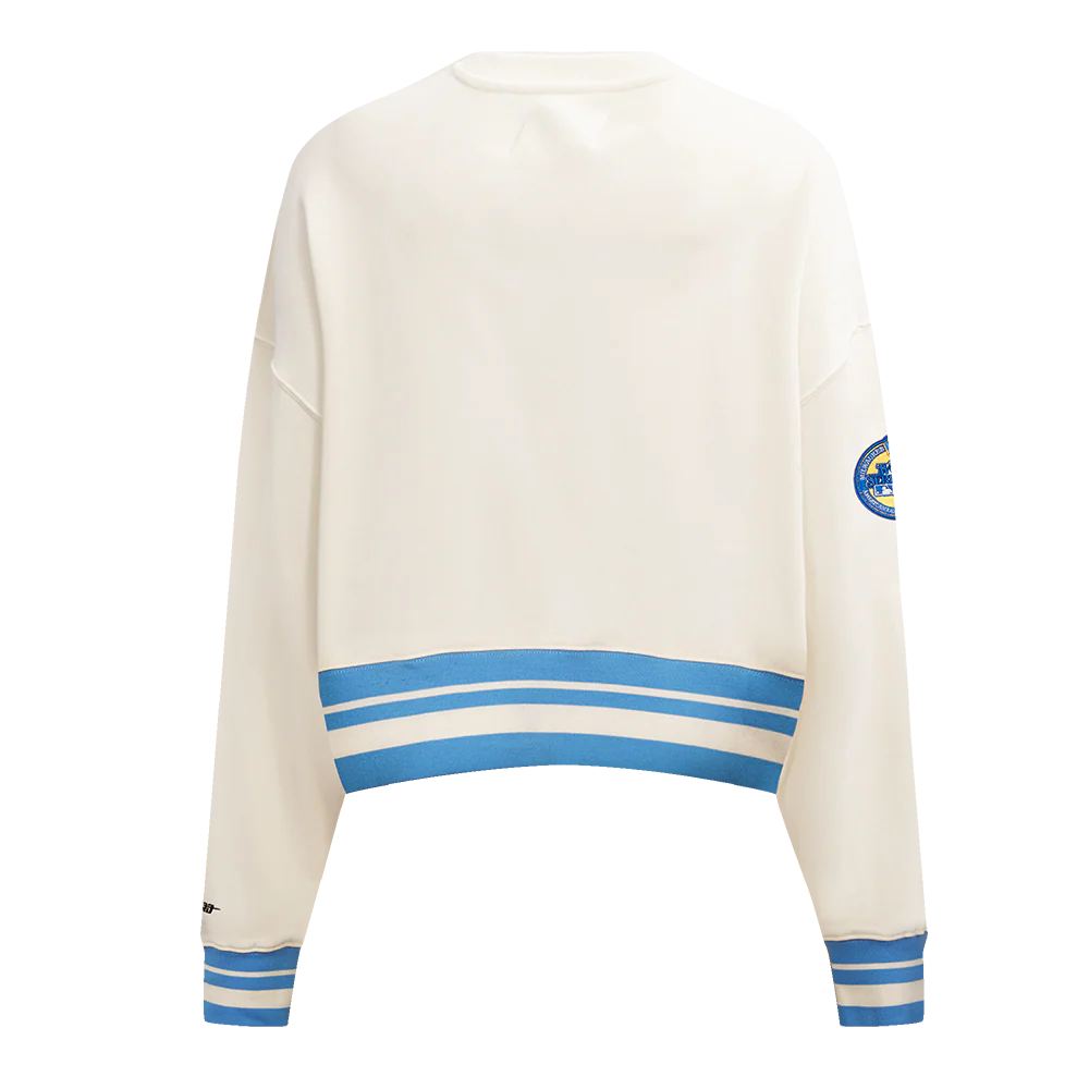 MLB MILWAUKEE BREWERS RETRO CLASSIC WOMEN'S RIB CREWNECK (EGGSHELL/ UNIVERSITY BLUE) - Image 3