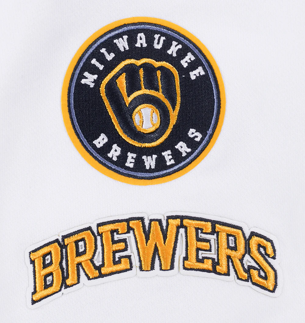 MLB MILWAUKEE BREWERS CLASSIC WOMEN'S CROPPED PULLOVER HOODIE (WHITE) - Image 7
