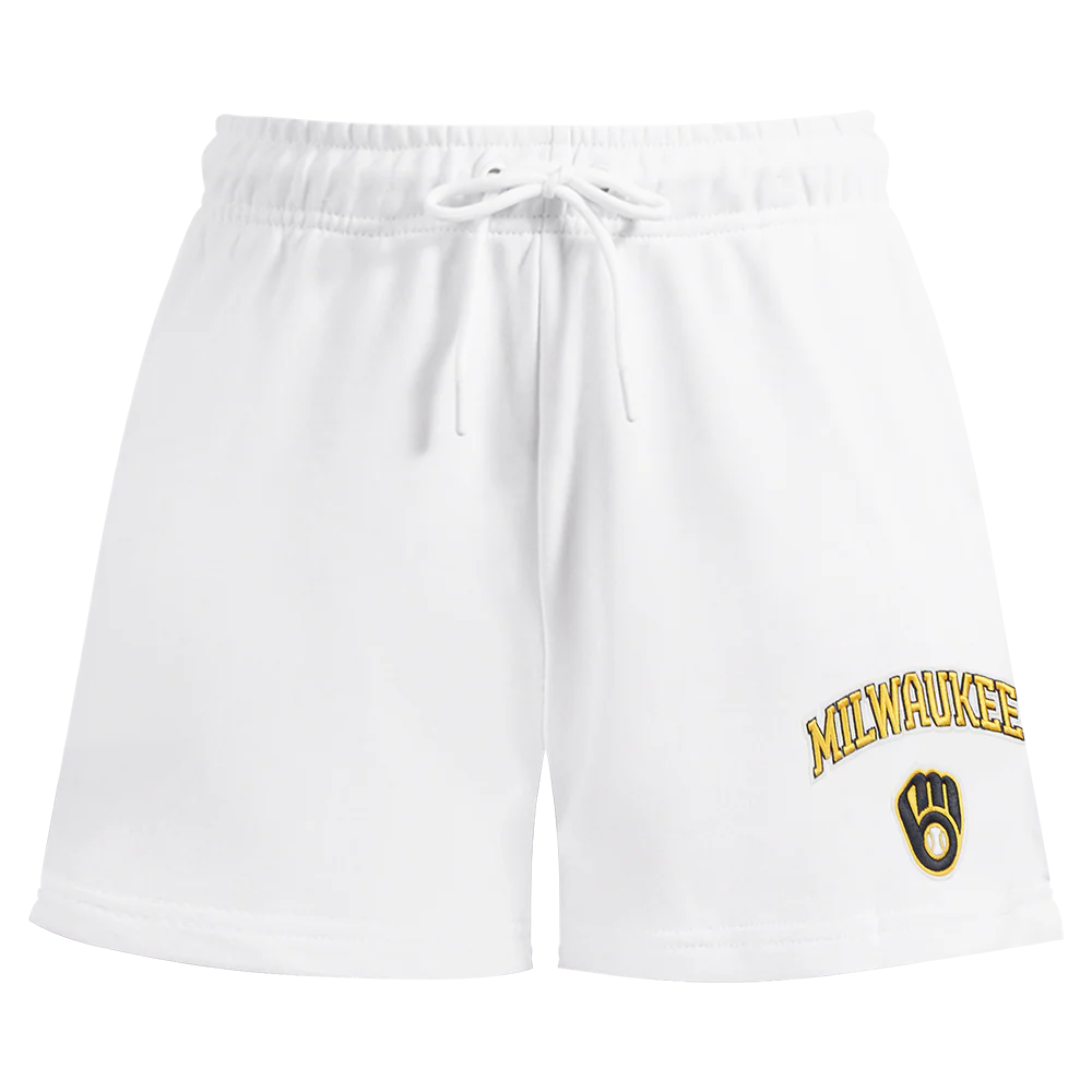 MLB MILWAUKEE BREWERS CLASSIC WOMEN'S FLEECE SHORT (WHITE) - Image 2