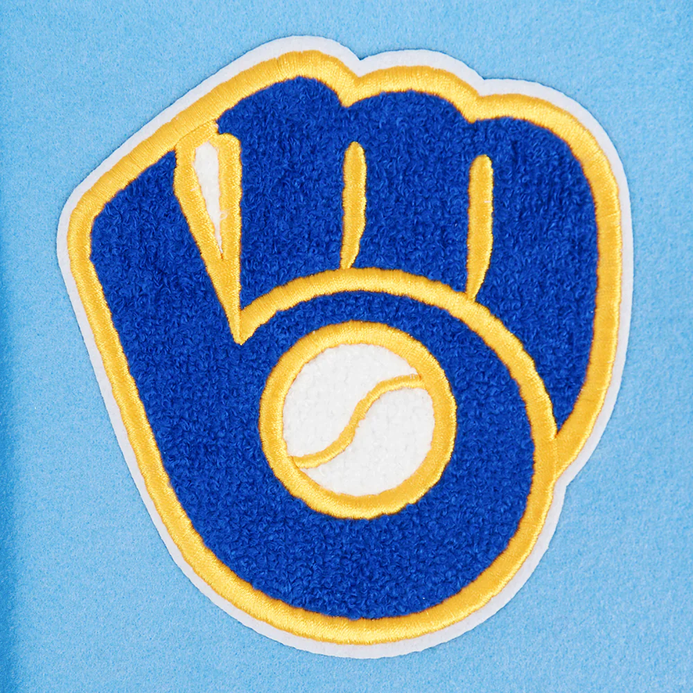 MLB MILWAUKEE BREWERS RETRO CLASSIC WOMEN'S RIB WOOL VARSITY JACKET (UNIVERSITY BLUE/WHITE) - Image 6