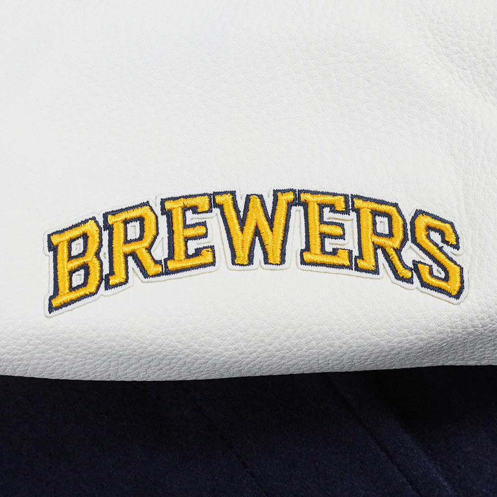 MLB MILWAUKEE BREWERS CLASSIC WOMEN'S WOOL VARSITY JACKET (MIDNIGHT NAVY/WHITE) - Image 7