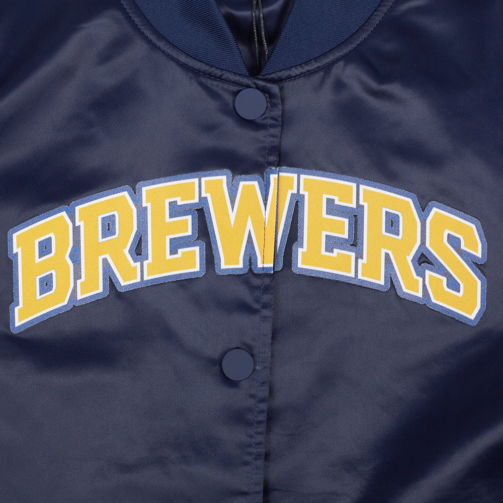 MLB MILWAUKEE BREWERS CLASSIC WOMEN'S SATIN JACKET (MIDNIGHT NAVY) - Image 5