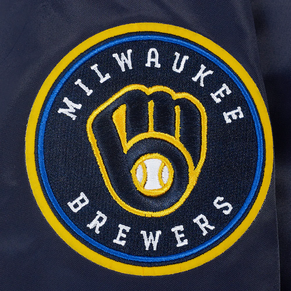 MLB MILWAUKEE BREWERS CLASSIC WOMEN'S SATIN JACKET (MIDNIGHT NAVY) - Image 6