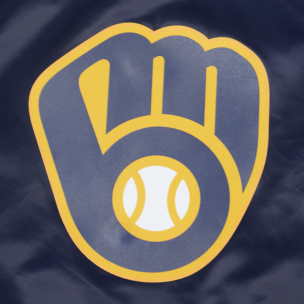 MLB MILWAUKEE BREWERS CLASSIC WOMEN'S SATIN JACKET (MIDNIGHT NAVY) - Image 8