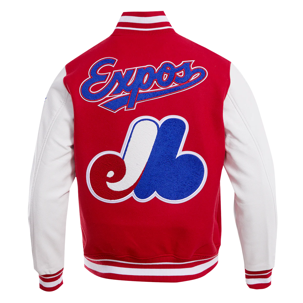 MLB MONTREAL EXPOS RETRO CLASSIC MEN'S RIB WOOL VARSITY JACKET (RED/WHITE) - Image 3