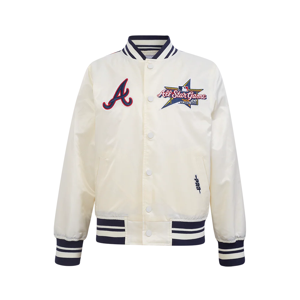 MLB ALL STAR 2025 BIG BOY'S SUBLIMATED SATIN JACKET (EGGSHELL/ MIDNIGHT NAVY) - Image 3