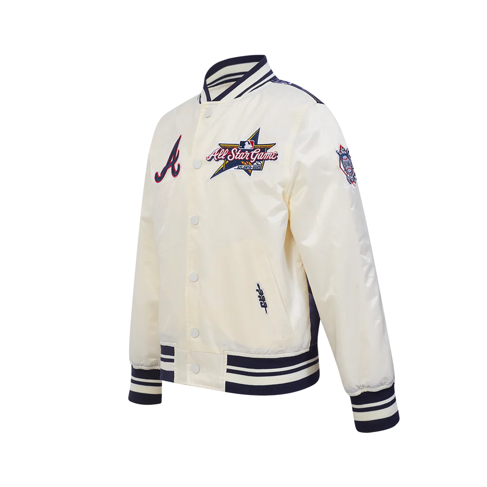 MLB ALL STAR 2025 BIG BOY'S SUBLIMATED SATIN JACKET (EGGSHELL/ MIDNIGHT NAVY) - Image 4