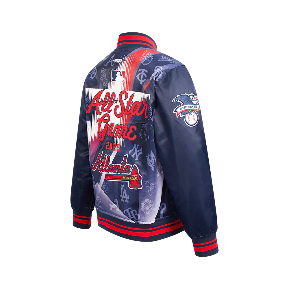 MLB ALL STAR 2025 BIG BOY'S SUBLIMATED SATIN JACKET (MIDNIGHT NAVY/RED/MIDNIGHT NAVY) - Image 2