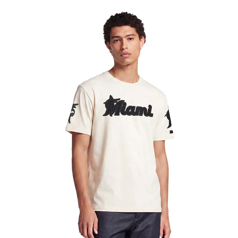 MLB MIAMI MARLINS TRIPLE TONAL SJ TEE (EGGSHELL)