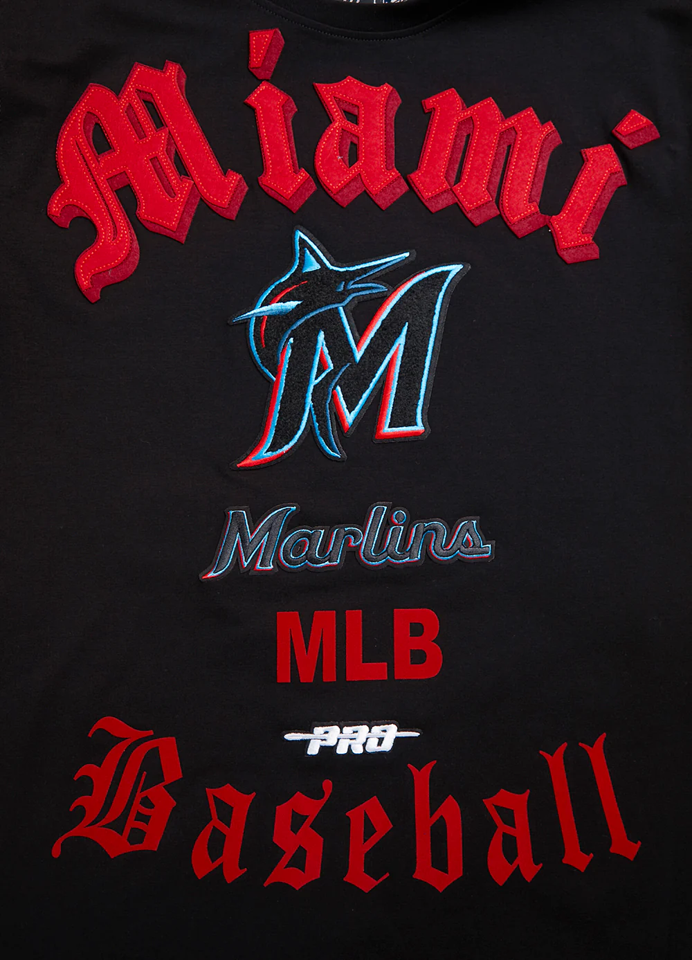 MLB MIAMI MARLINS OLD ENGLISH MEN'S TOP (BLACK) - Image 5