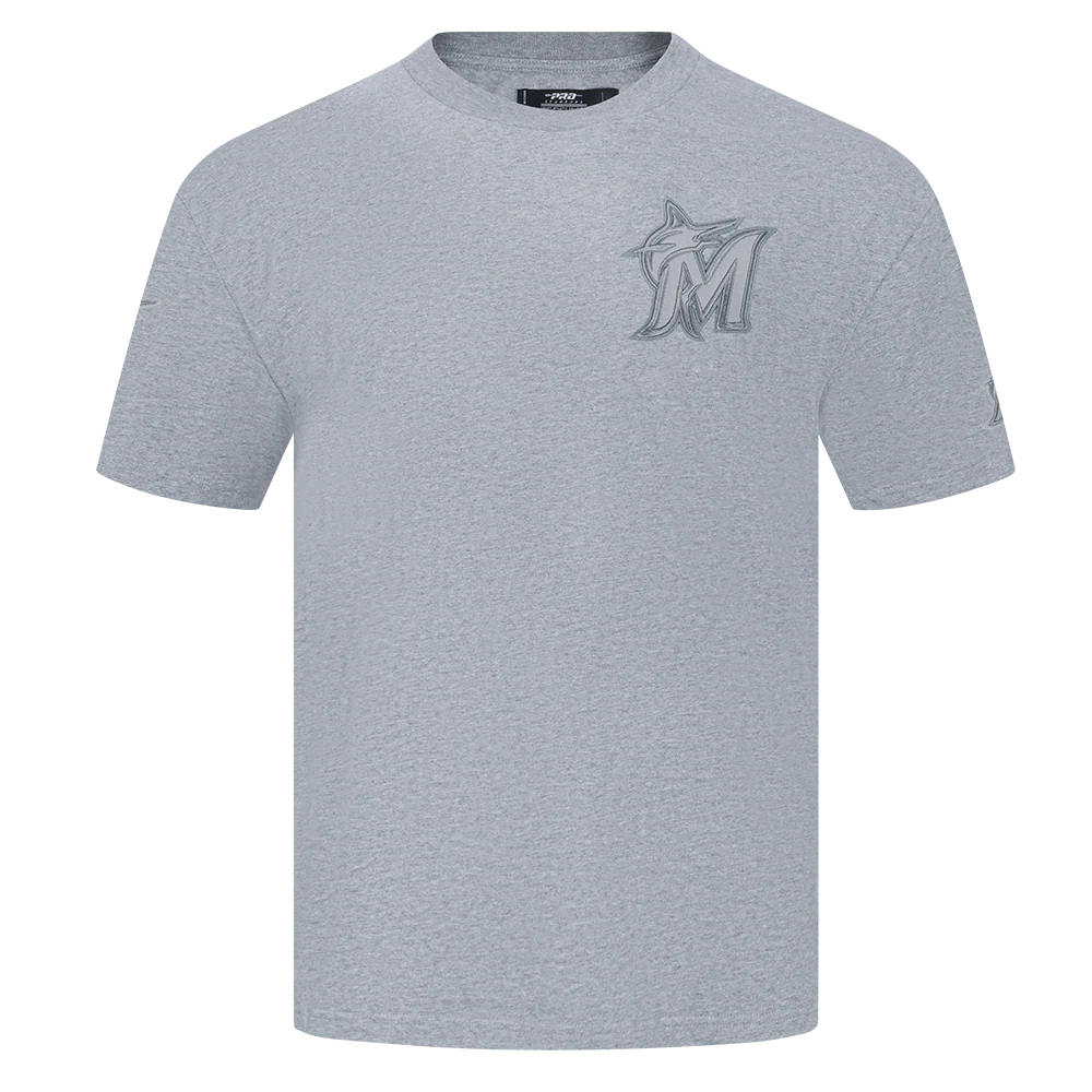 MLB MIAMI MARLINS NEUTRAL MEN'S DROP SHOULDER TOP (DARK HEATHER GRAY)