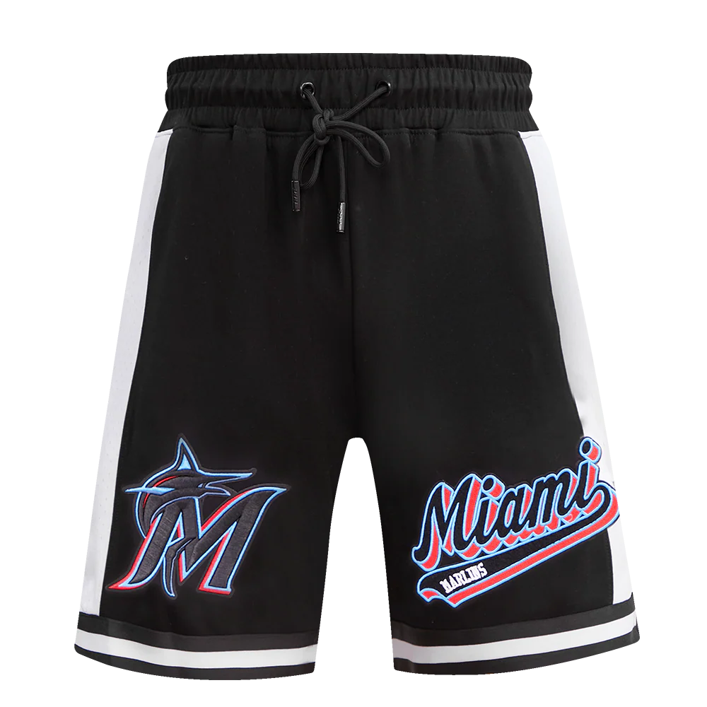 MLB MIAMI MARLINS SCRIPT TAIL MEN'S DOUBLE KNIT 2.0 SHORT (BLACK) - Image 2