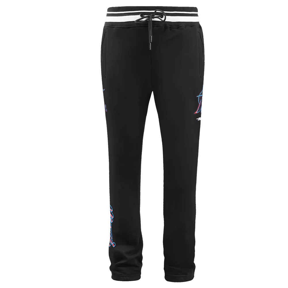 MLB MIAMI MARLINS SCRIPT TAIL MEN'S RIB FLEECE SWEATPANT (BLACK) - Image 2