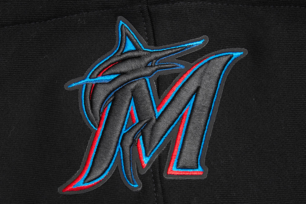 MLB MIAMI MARLINS SCRIPT TAIL MEN'S RIB FLEECE PULLOVER HOODIE (BLACK) - Image 5