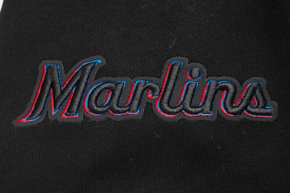 MLB MIAMI MARLINS SCRIPT TAIL MEN'S RIB FLEECE PULLOVER HOODIE (BLACK) - Image 8