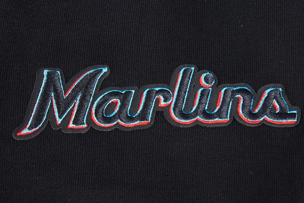 MLB MIAMI MARLINS MASHUP LOGO MEN'S PULLOVER HOODIE (BLACK) - Image 7