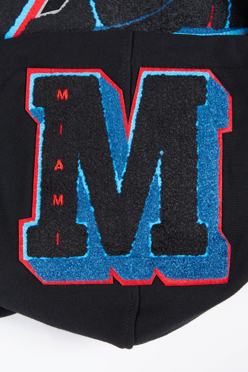 MLB MIAMI MARLINS MASHUP LOGO MEN'S PULLOVER HOODIE (BLACK) - Image 8