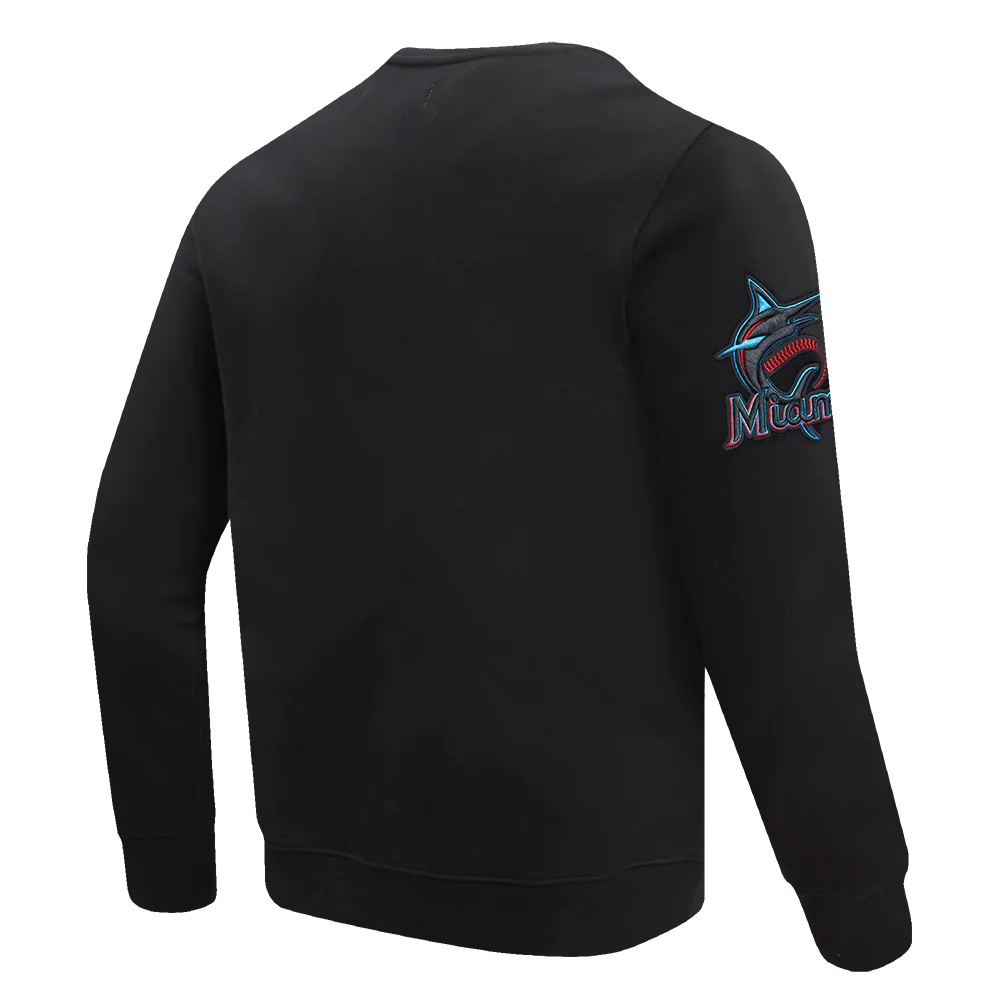 MLB MIAMI MARLINS OLD ENGLISH MEN'S CREWNECK (BLACK) - Image 3