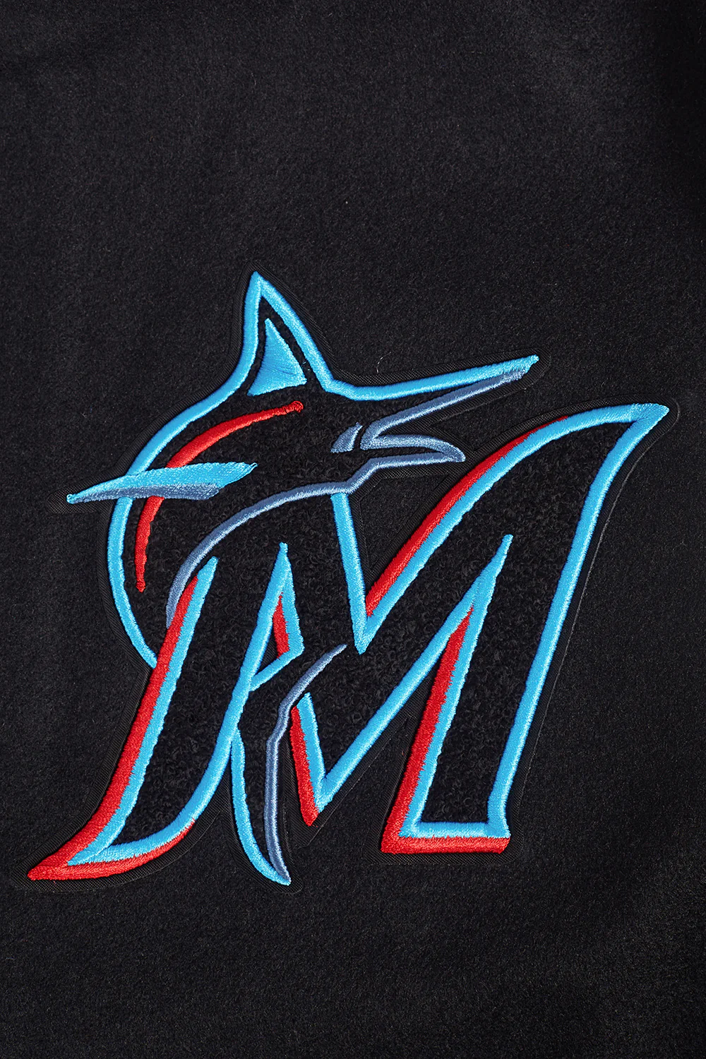 MLB MIAMI MARLINS SCRIPT TAIL MEN'S RIB WOOL VARSITY (BLACK/WHITE) - Image 5