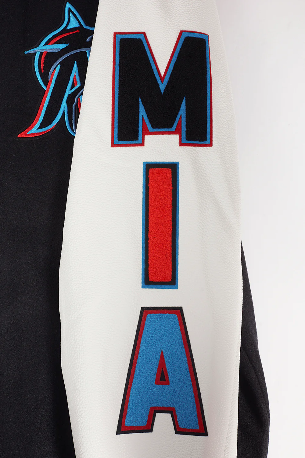 MLB MIAMI MARLINS SCRIPT TAIL MEN'S RIB WOOL VARSITY (BLACK/WHITE) - Image 8