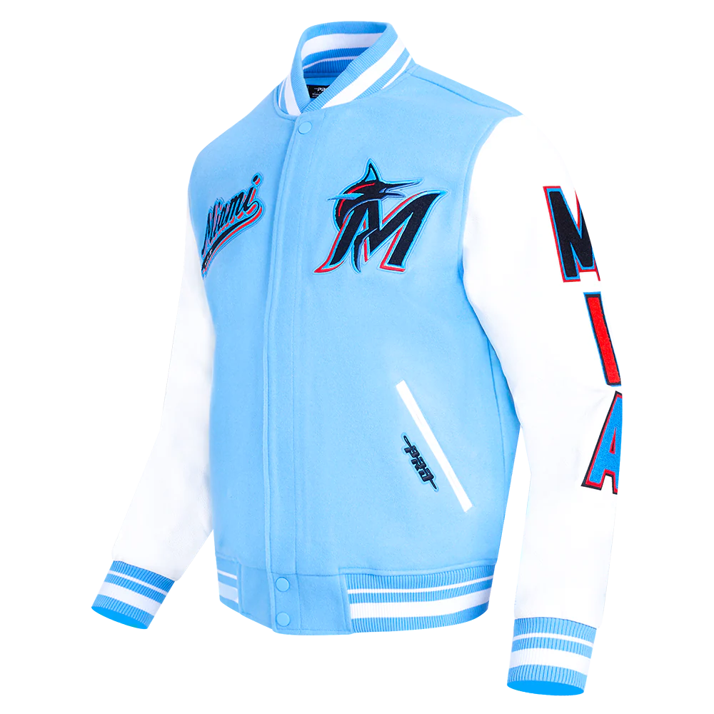 MLB MIAMI MARLINS SCRIPT TAIL MEN'S RIB WOOL VARSITY (UNIVERSITY BLUE/WHITE) - Image 2