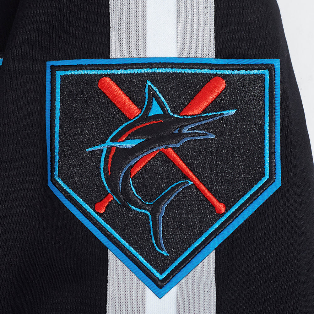 MLB MIAMI MARLINS CURRENT LOGO PRO GAME DAY MEN'S DOUBLE KNIT JACKET (BLACK/SILVER/WHITE) - Image 6