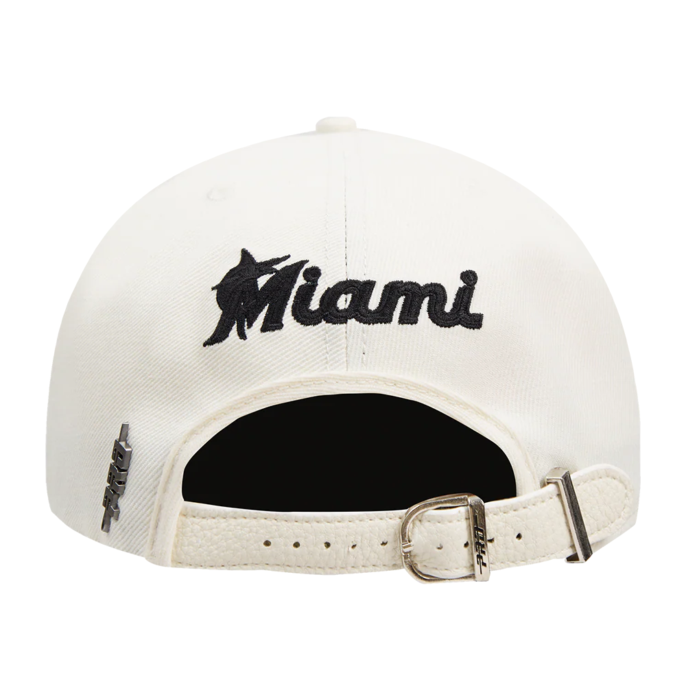 MLB MIAMI MARLINS TRIPLE TONAL PRIMARY LOGO STRAPBACK HAT (EGGSHELL) - Image 3