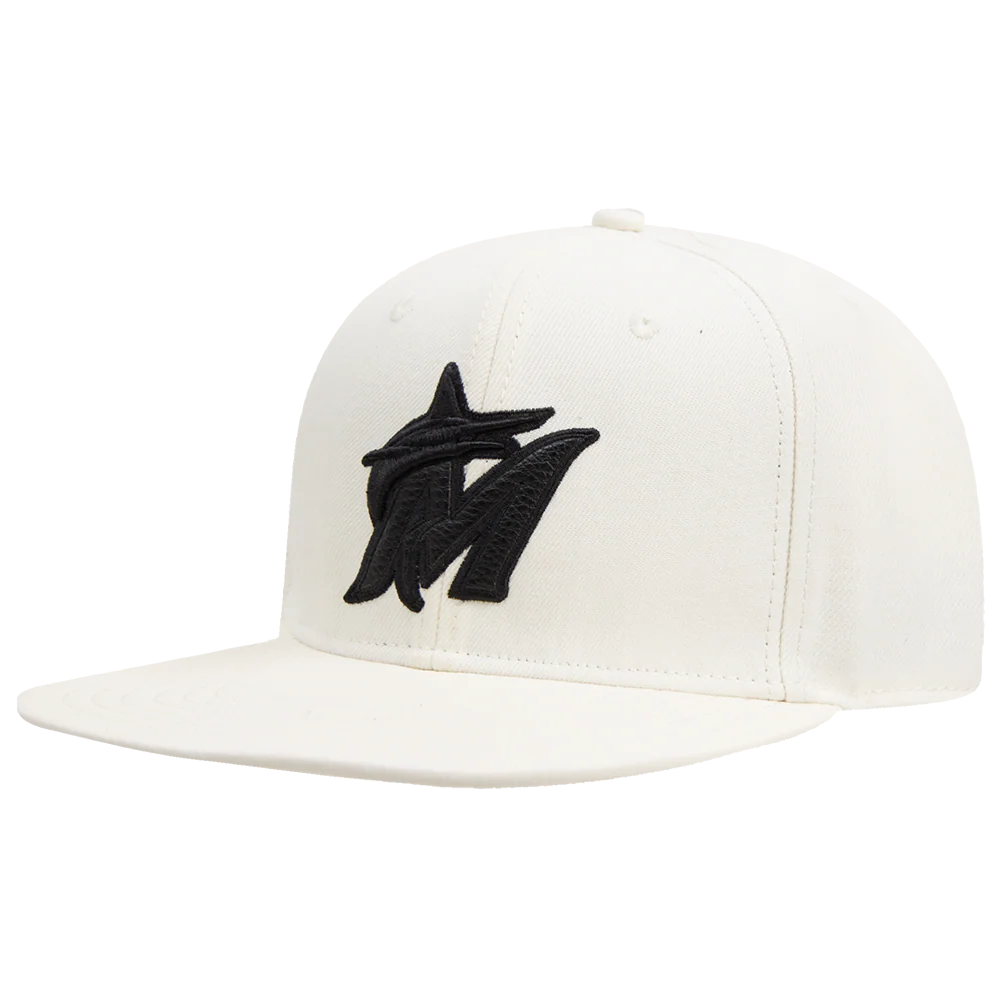 MLB MIAMI MARLINS TRIPLE TONAL PRIMARY LOGO STRAPBACK HAT (EGGSHELL) - Image 4