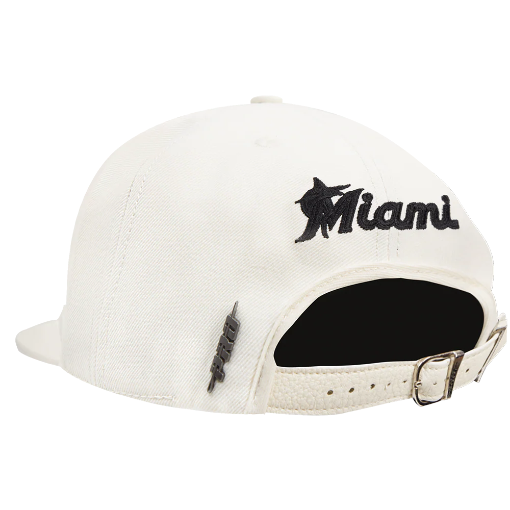 MLB MIAMI MARLINS TRIPLE TONAL PRIMARY LOGO STRAPBACK HAT (EGGSHELL) - Image 5