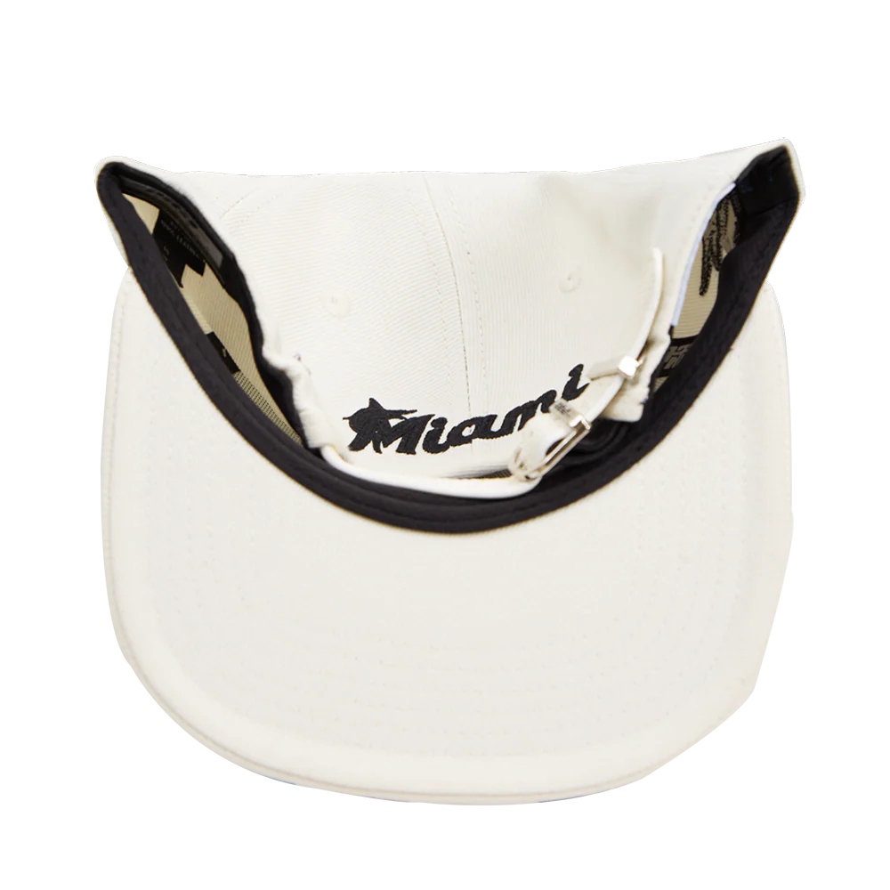MLB MIAMI MARLINS TRIPLE TONAL PRIMARY LOGO STRAPBACK HAT (EGGSHELL) - Image 8