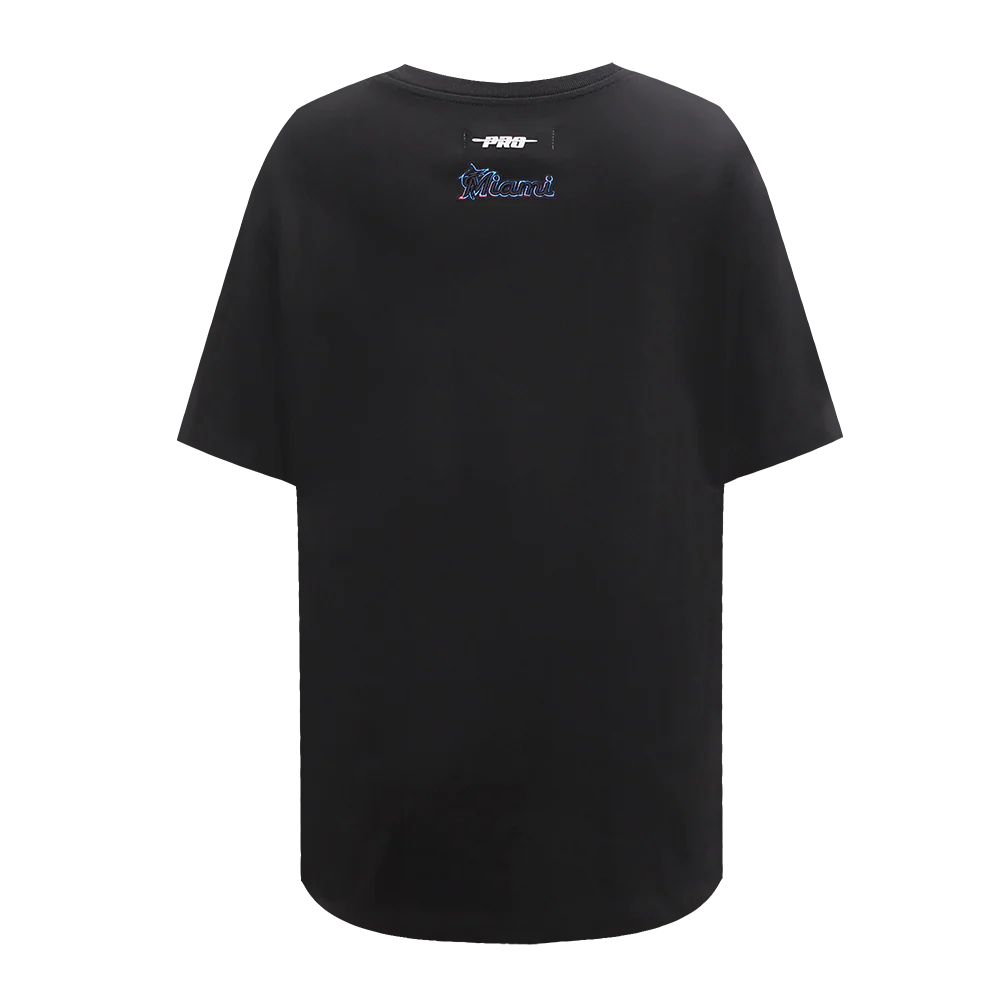 MLB MIAMI MARLINS SCRIPT TAIL WOMEN'S BOYFRIEND TOP (BLACK) - Image 3