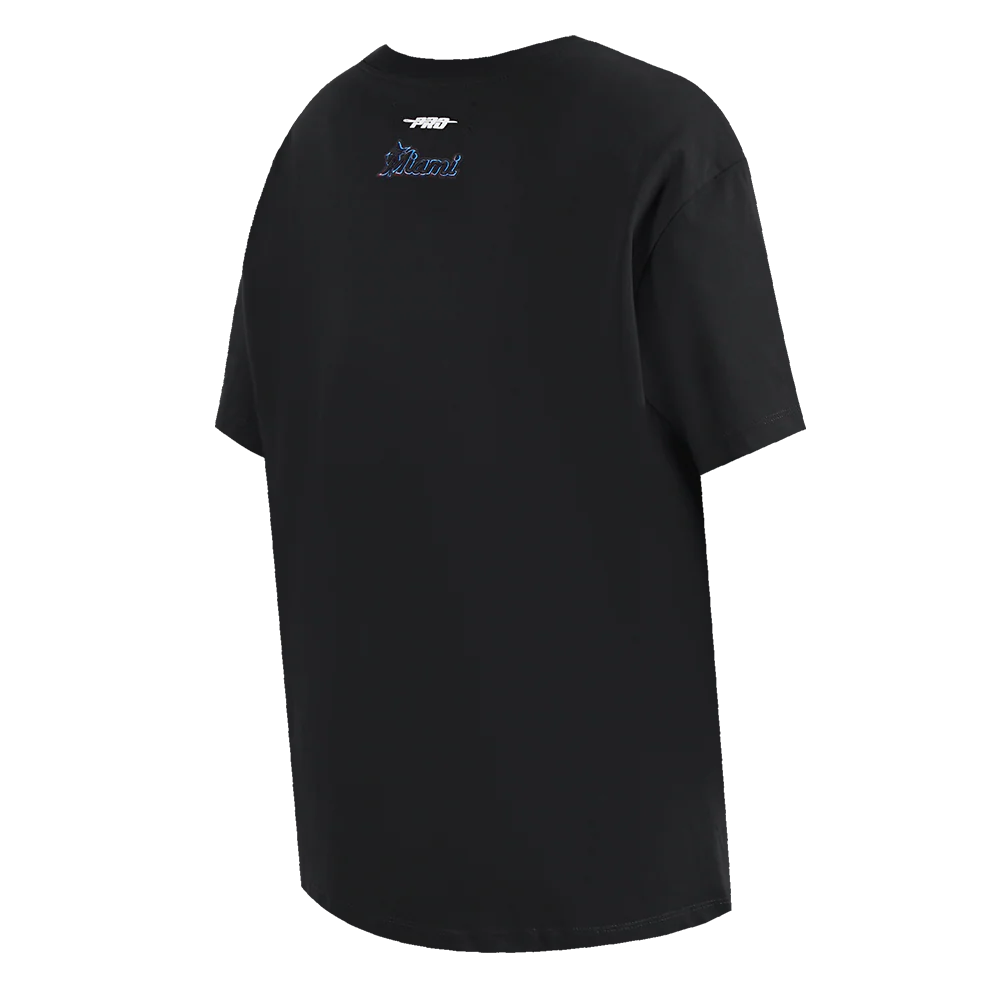 MLB MIAMI MARLINS SCRIPT TAIL WOMEN'S BOYFRIEND TOP (BLACK) - Image 4
