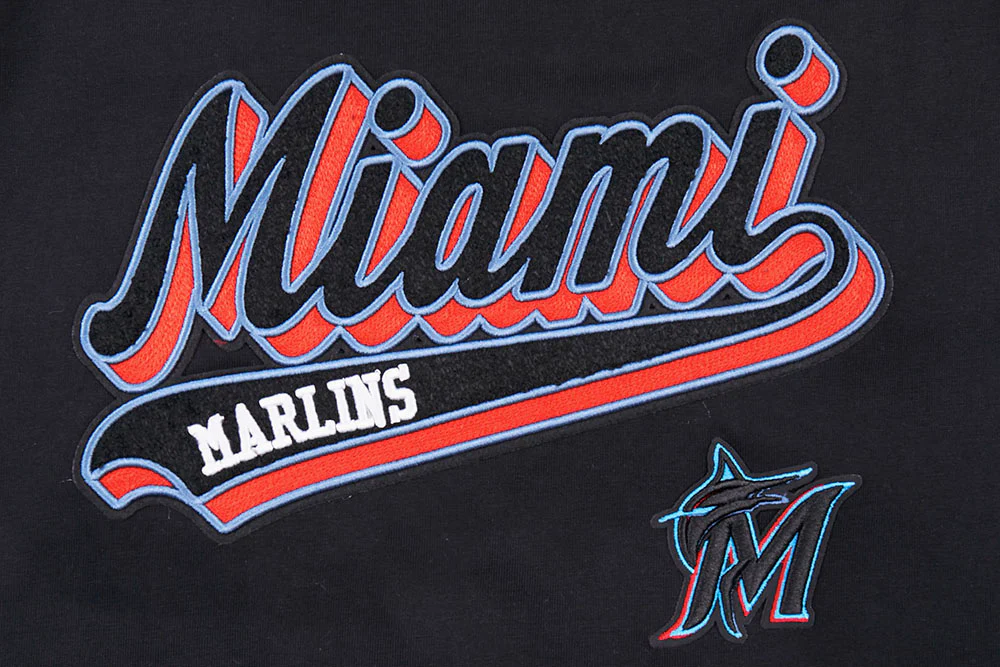 MLB MIAMI MARLINS SCRIPT TAIL WOMEN'S BOYFRIEND TOP (BLACK) - Image 5