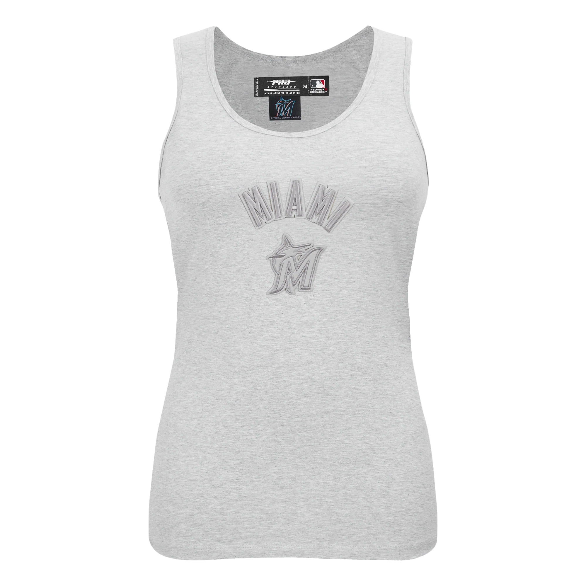 MLB MIAMI MARLINS TRIPLE TONAL RELAXED FIT WOMEN'S RACERBACK (HEATHER GREY)